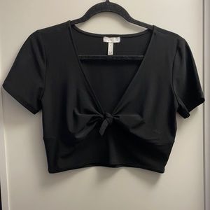 Leith Black Tie Crop Top
